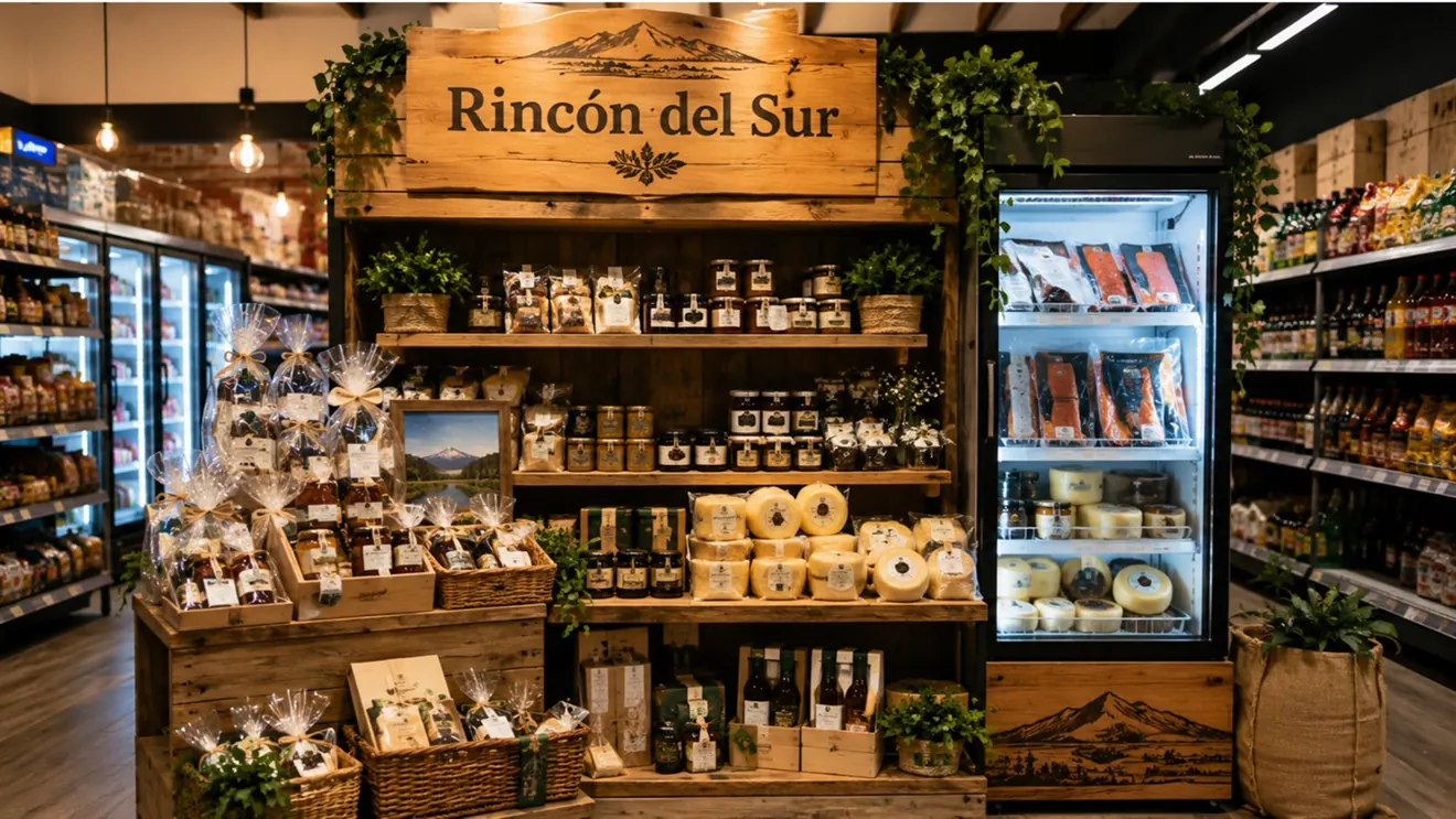 Exhibición Rincón del Sur con productos sureños para almacenes